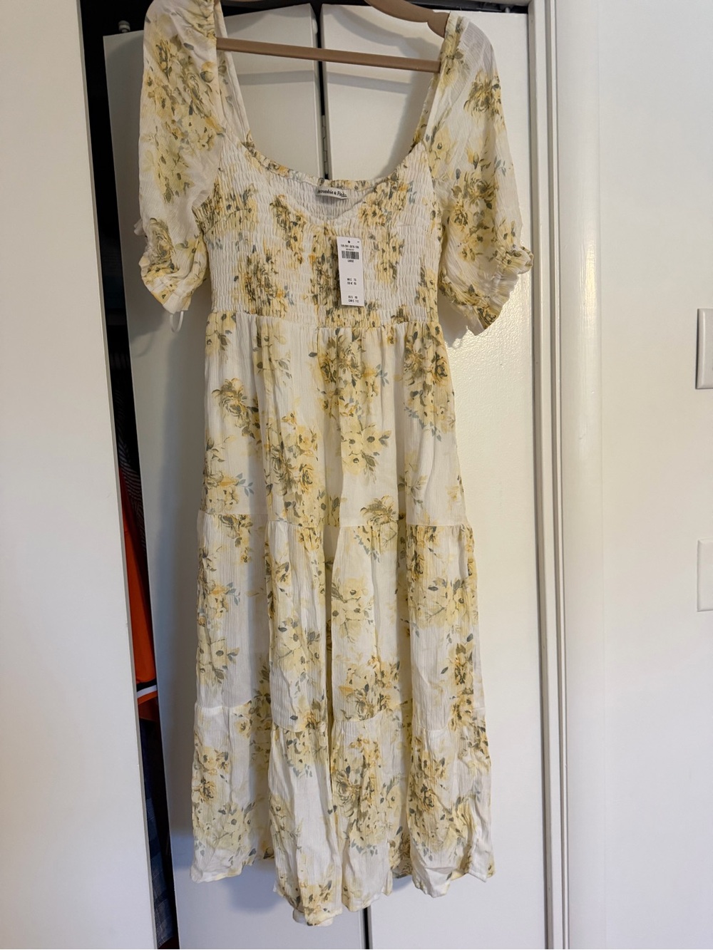 Abercrombie & Fitch White Dress with Yellow Floral Print